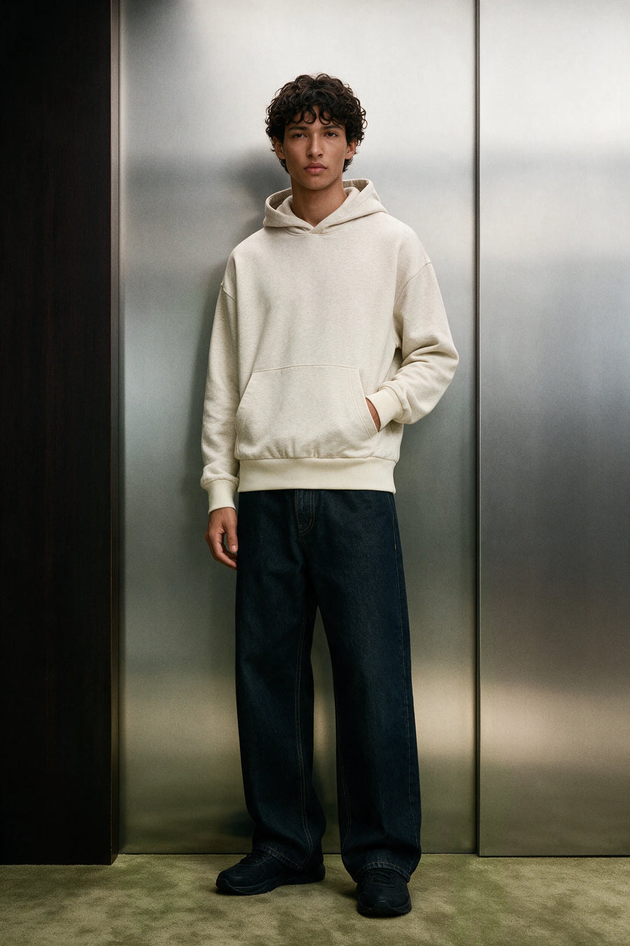 Structured Oversized Hoodie / MELANGE BEIGE