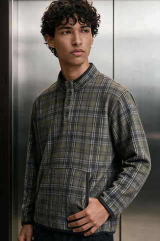 Flannel Mock Neck / GREEN FLANNEL MOCKNECK ATTIR-MEN