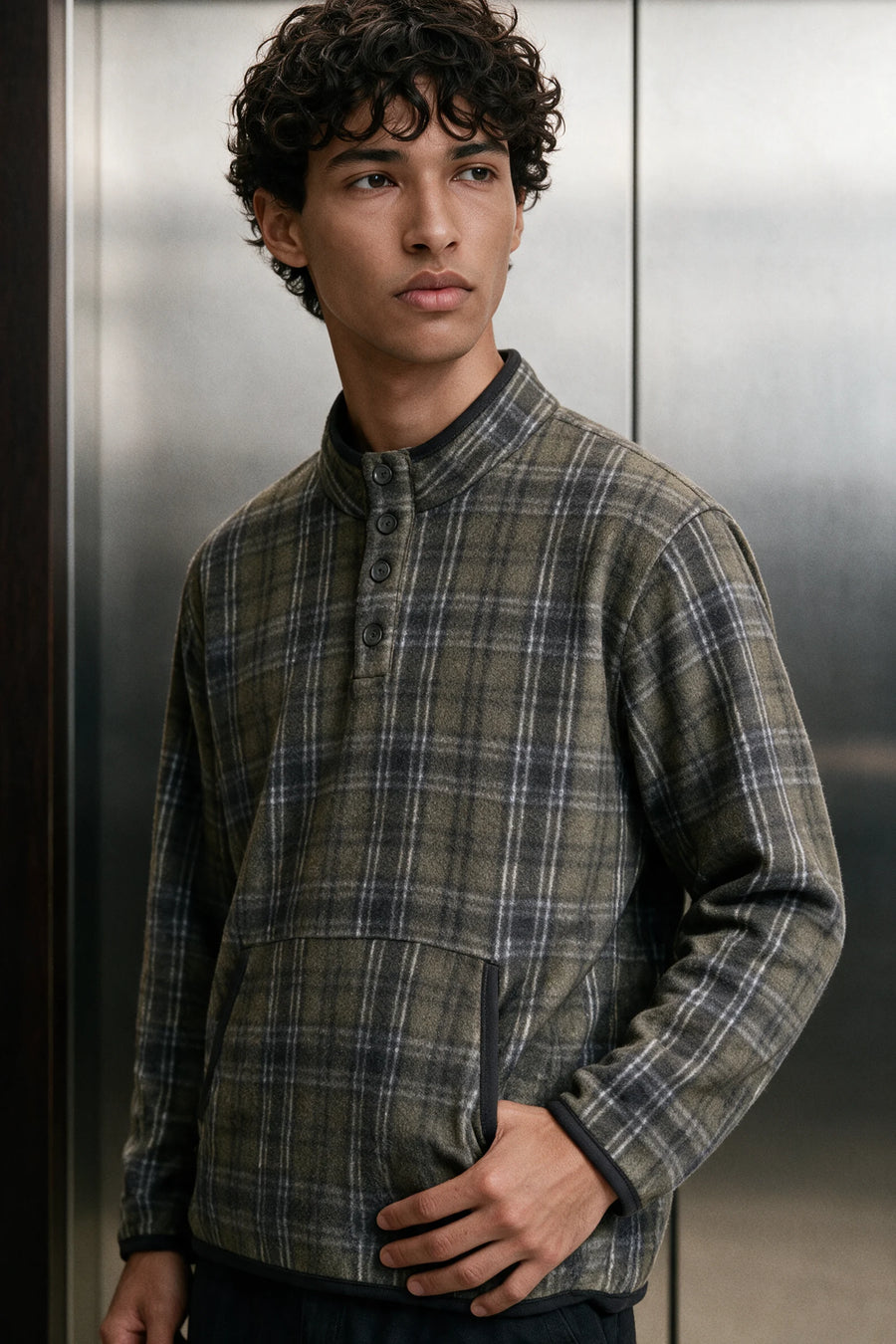 Flannel Mock Neck / GREEN FLANNEL