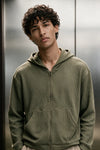 Waffle Zipper Hoodie / OLIVE HOODIE ATTIR-MEN