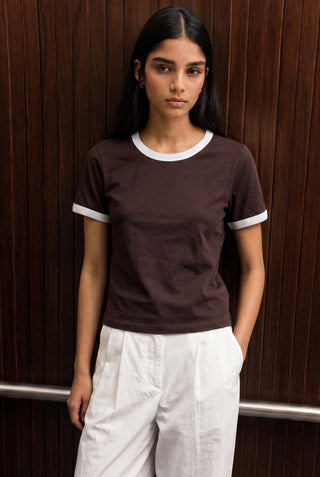 Fitted Ringer T-shirt in Chocolate