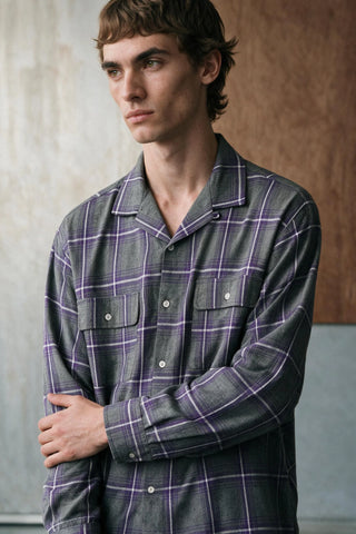 Camp Collar Flannel Weave Shacket OVERSHIRT ATTIR-MEN