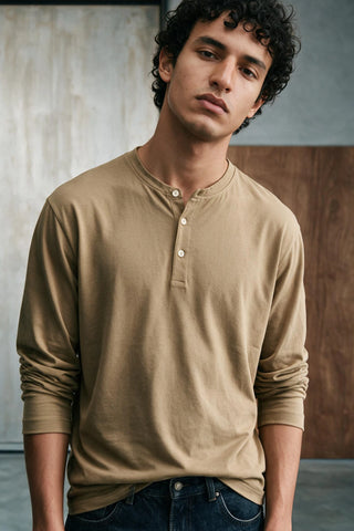 Classic Cotton Henley Shirt HENLEY ATTIR-MEN