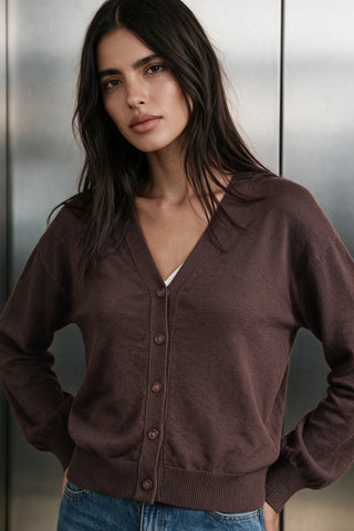 Everyday V-Neck Cardigan / MOCHA