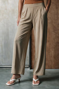 Reverse Pleated Technical Trouser / KHAKI TROUSER ATTIR-WOMEN