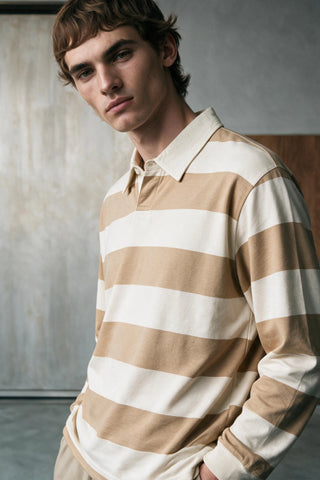 Striped-knit Polo Shirt with Contrast Collar RUGBYPOLO ATTIR-MEN