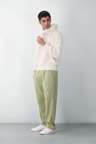 Casual Pleated Wide-leg Trouser in Matcha Green