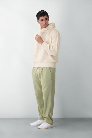 Cardigan Knitted Oversized Hoodie in Cream