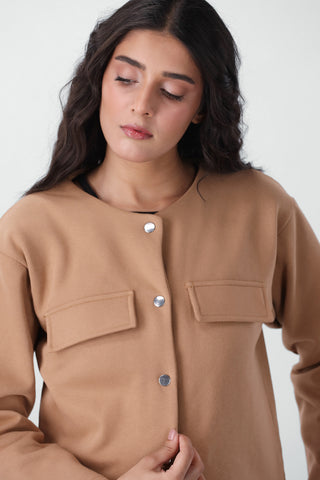Sweatshirt Cardigan in Dark Nude