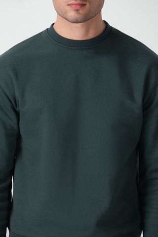 Relaxed Fit Airsoft Sweatshirt in Dark Green