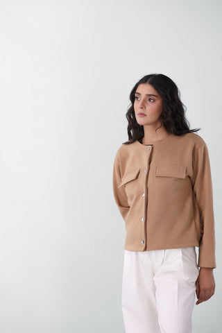 Sweatshirt Cardigan in Dark Nude