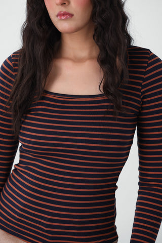 Striped Square Neck Top