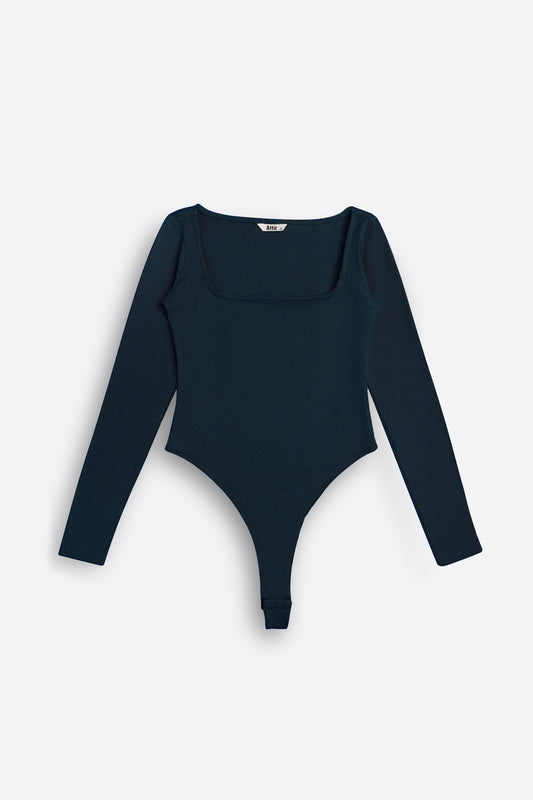 Square Neck Bodysuit in Midnight Blue