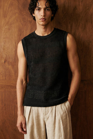 Crochet Tank Top in Black