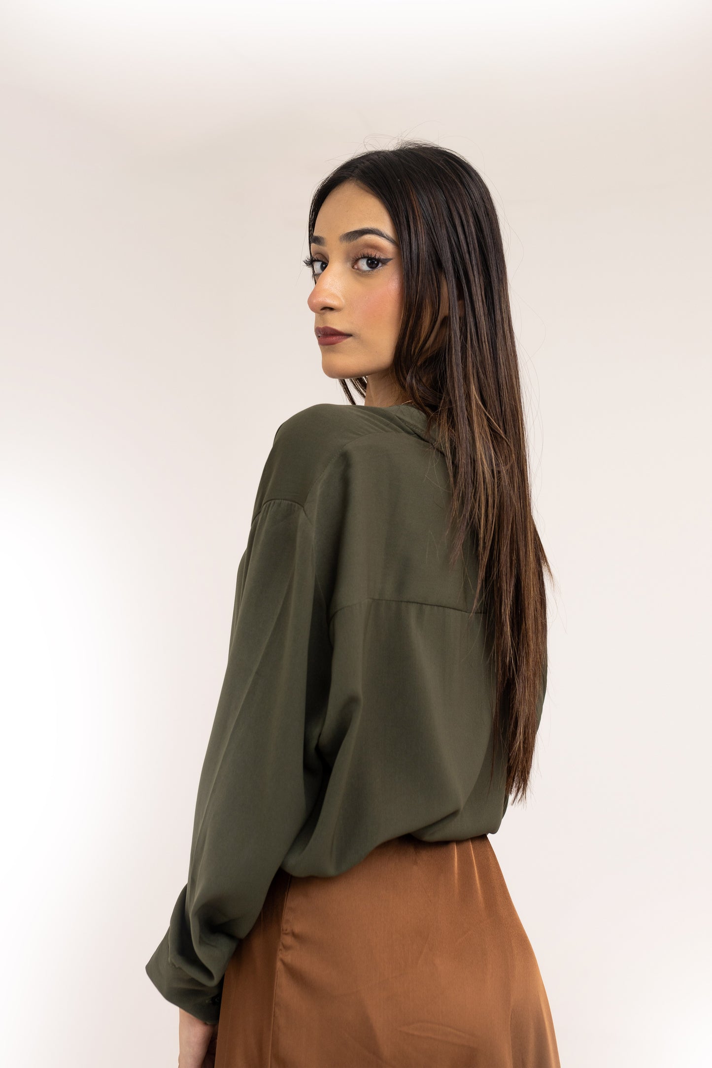 Oversize-fit Shirt in Moss Green