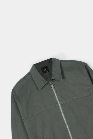 Zip-up Cropped Jacket in Dark Olive