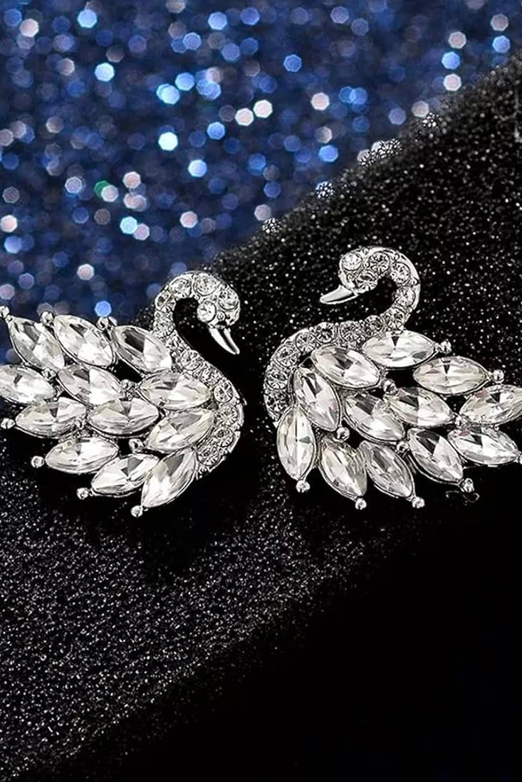 Swan Earrings in Silver