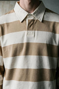 Striped-knit Polo Shirt with Contrast Collar / BEIGE & CREAM RUGBYPOLO ATTIR-MEN
