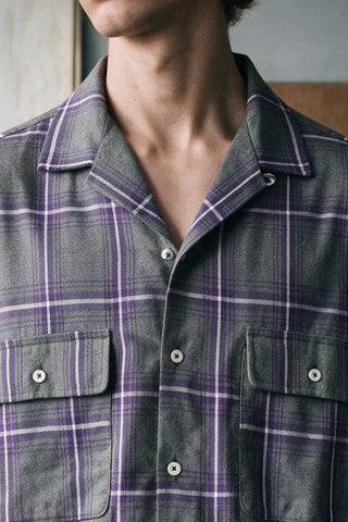 Camp Collar Flannel Weave Shacket OVERSHIRT ATTIR-MEN