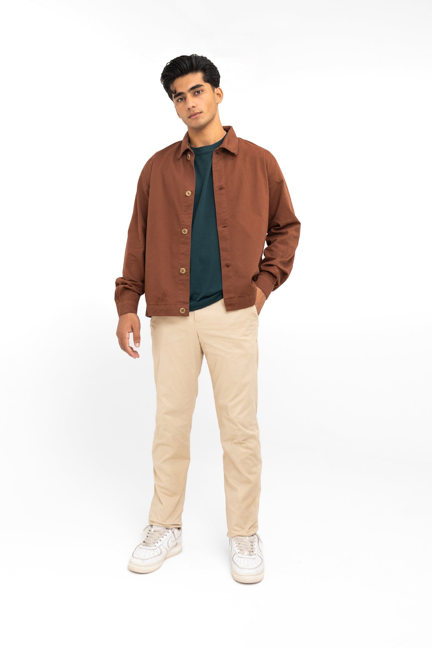 Twill Overshirt in Chocolate Brown