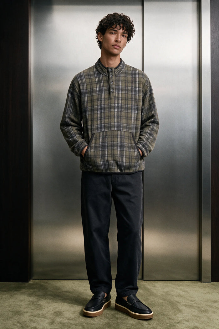 Flannel Mock Neck / GREEN FLANNEL