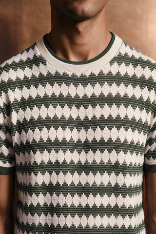 Crochet Knit Ringer Tee / OLIVE TEE ATTIR-MEN