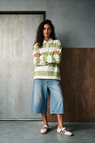 Striped Polo Shirt with Contrast Detail RUGBYPOLO ATTIR-UNISEX