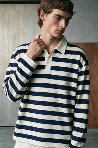 Striped Polo Shirt with Contrast Detail RUGBYPOLO ATTIR-UNISEX