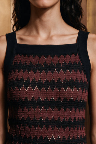 Crochet Knit Tank Top / BROWN TANKTOP ATTIR-WOMEN