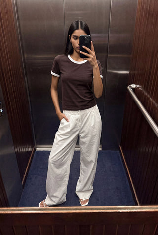 Fitted Ringer T-shirt in Chocolate