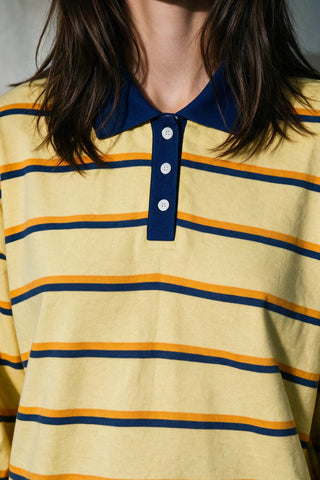 Contrast Collar Striped Polo Shirt RUGBYPOLO ATTIR-WOMEN