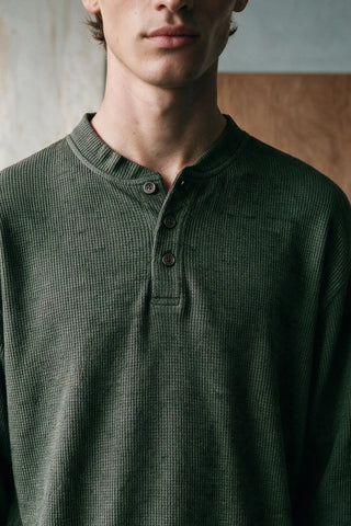 Melange Effect Henley Shirt HENLEY ATTIR-MEN