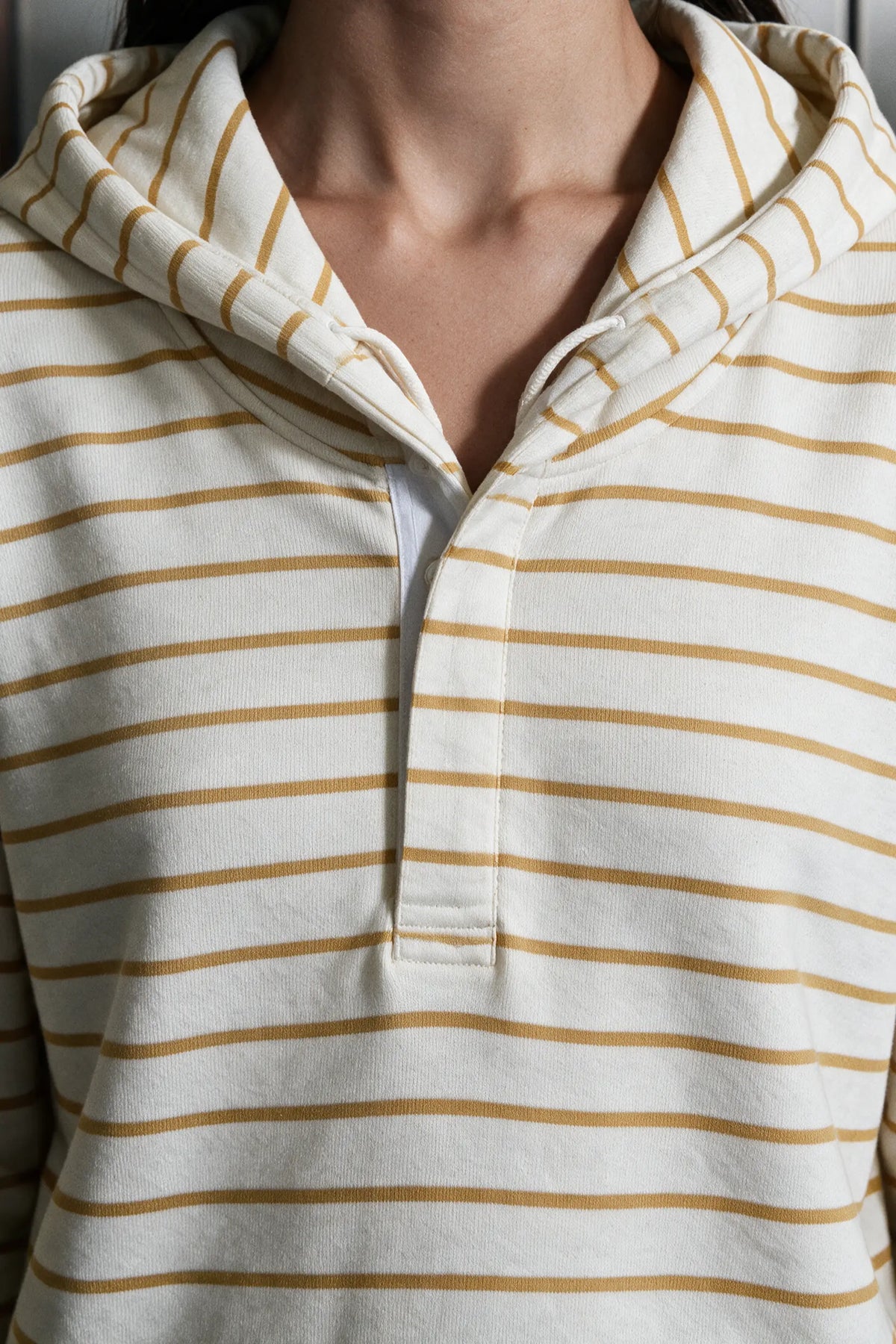 Striped Pullover Hoodie / MUSTARD HOODIE ATTIR-WOMEN