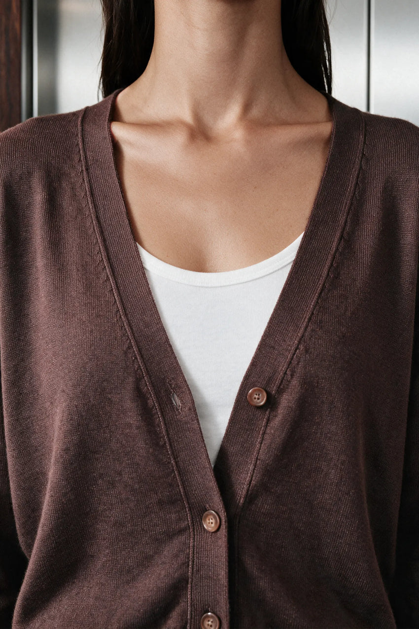 Everyday V-Neck Cardigan / MOCHA CARDIGAN ATTIR-WOMEN