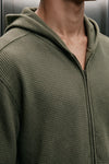 Waffle Zipper Hoodie / OLIVE HOODIE ATTIR-MEN