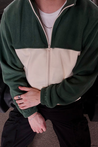 Polar Fleece Contrast Zipper in Green