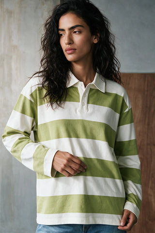 Striped Polo Shirt with Contrast Detail RUGBYPOLO ATTIR-UNISEX