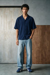 Smock Camp Collar Shirt / NAVY SHIRT ATTIR-UNISEX