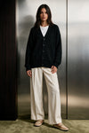 Rib-Knit Cardigan Sweater / BLACK CARDIGAN ATTIR-UNISEX