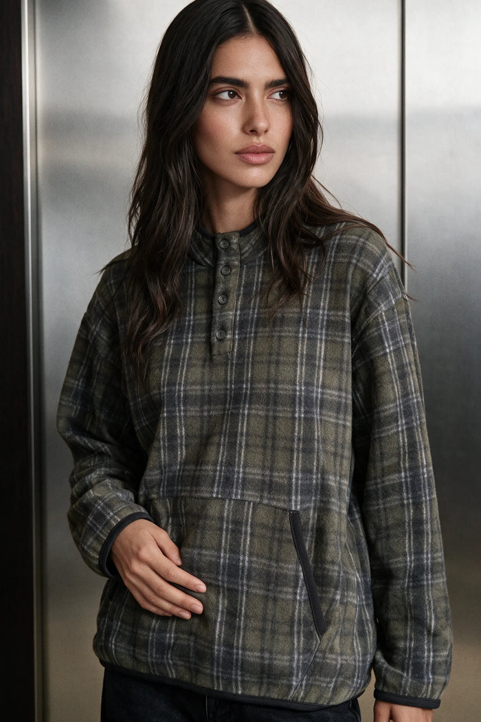 Flannel Mock Neck / GREEN FLANNEL