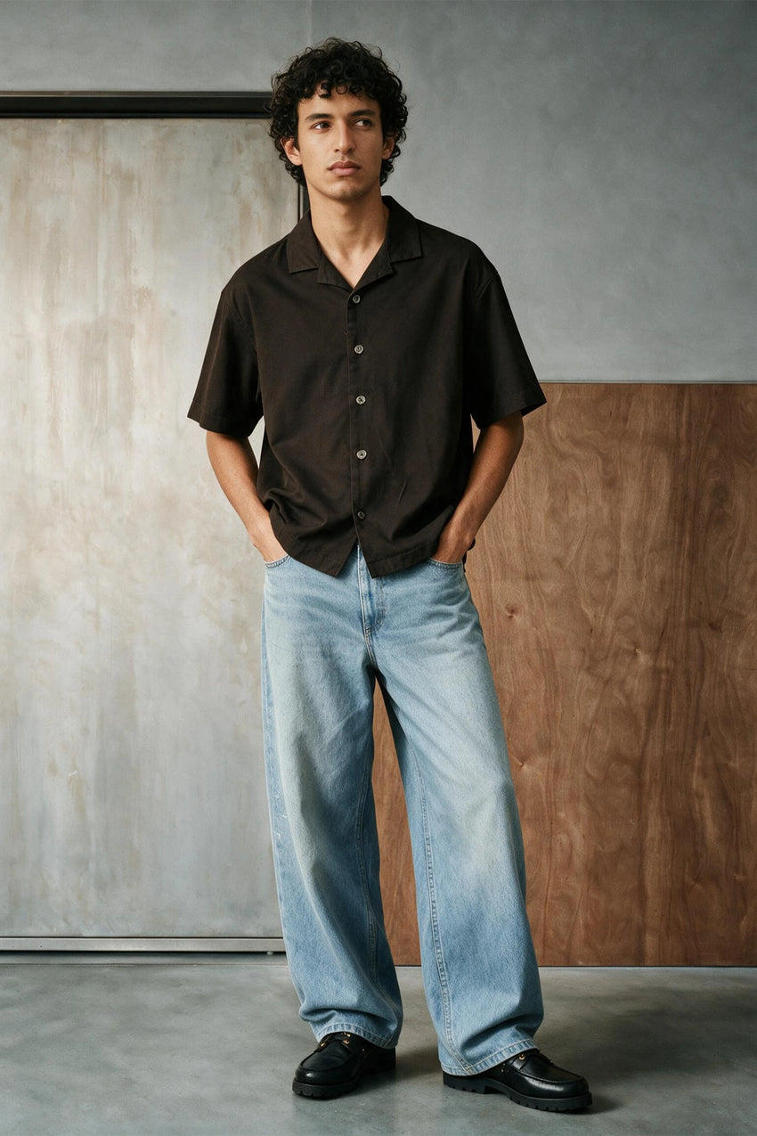 Boxy Fit Twill Shirt / DARK OLIVE SHIRT ATTIR-UNISEX