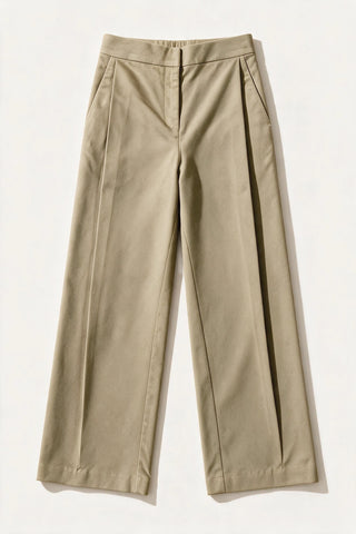 Reverse Pleated Twill Pants / CAMEL PANT ATTIR-WOMEN