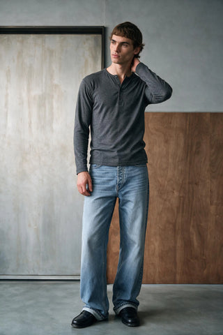 Rib-Knit Henley T-shirt HENLEY ATTIR-MEN