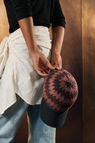 Crochet Panel Baseball Cap / BROWN CAP ATTIR-UNISEX