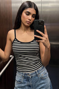Striped Sleeveless Top in Black TOP ATTIR-WOMEN