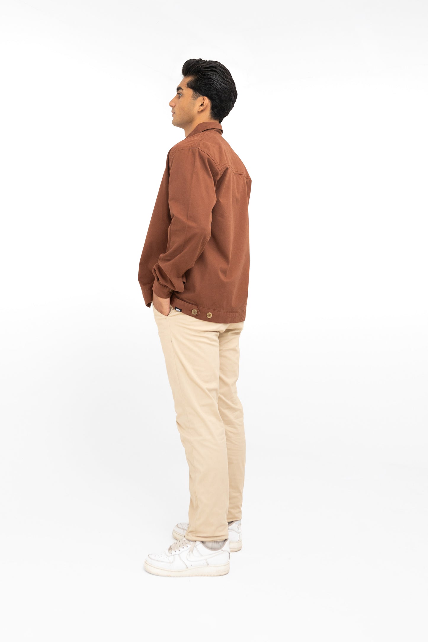 Twill Overshirt in Chocolate Brown