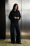 Structured Fleece Button-Up Jacket / BLACK JACKET ATTIR-UNISEX