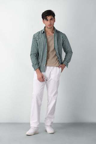 Oversized Striped Boxy Fit Shirt in Green