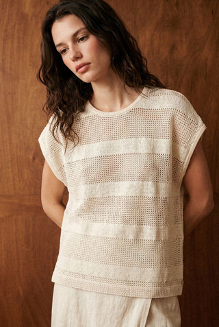Crochet Boxy Shell Top in Ivory
