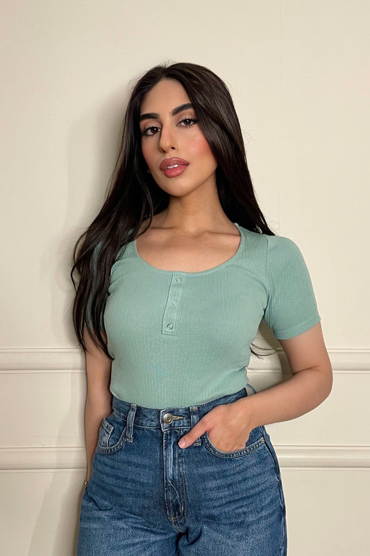 Scoop Neck Top in Mint Green